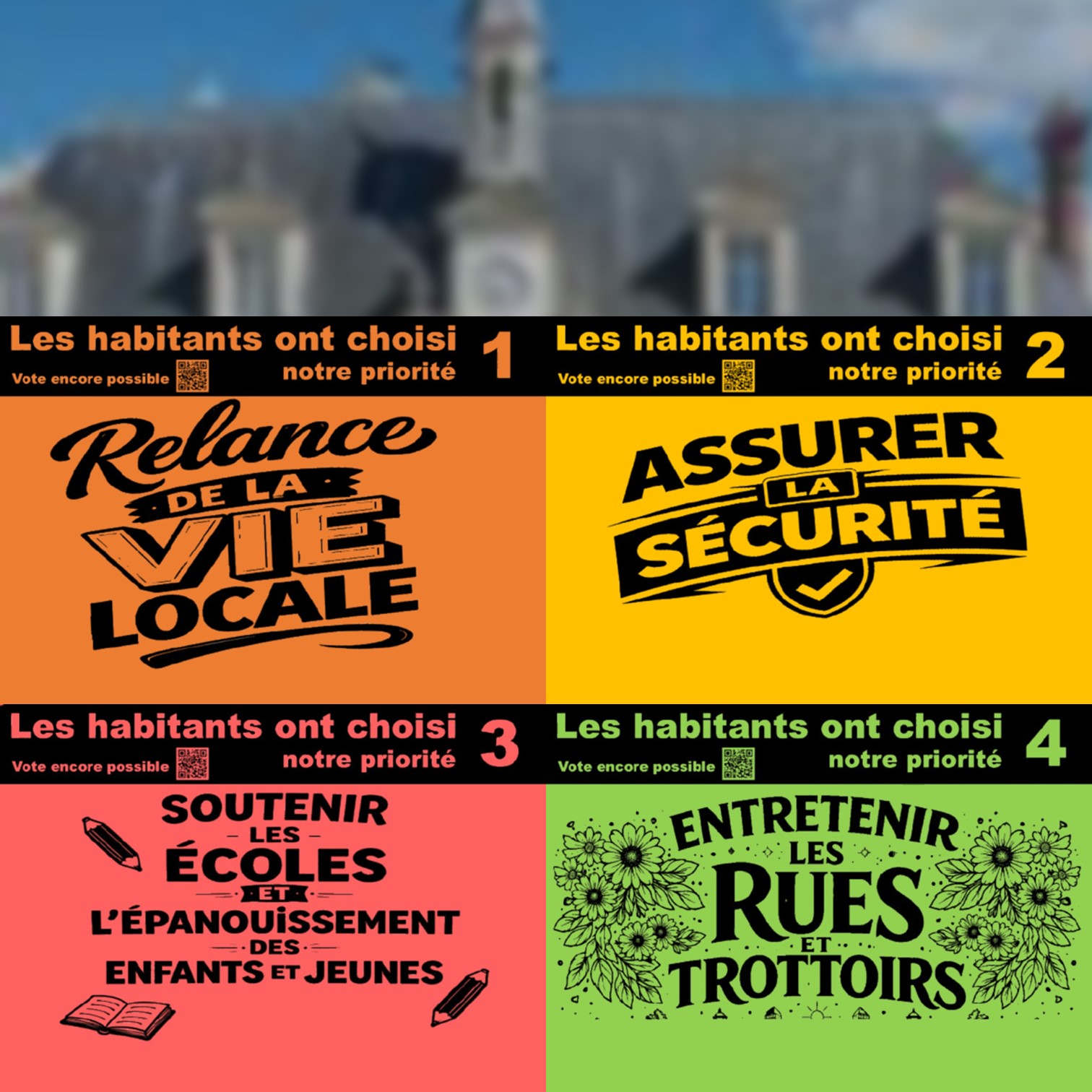 les 4 priorités de notre programme choisies par les habitants