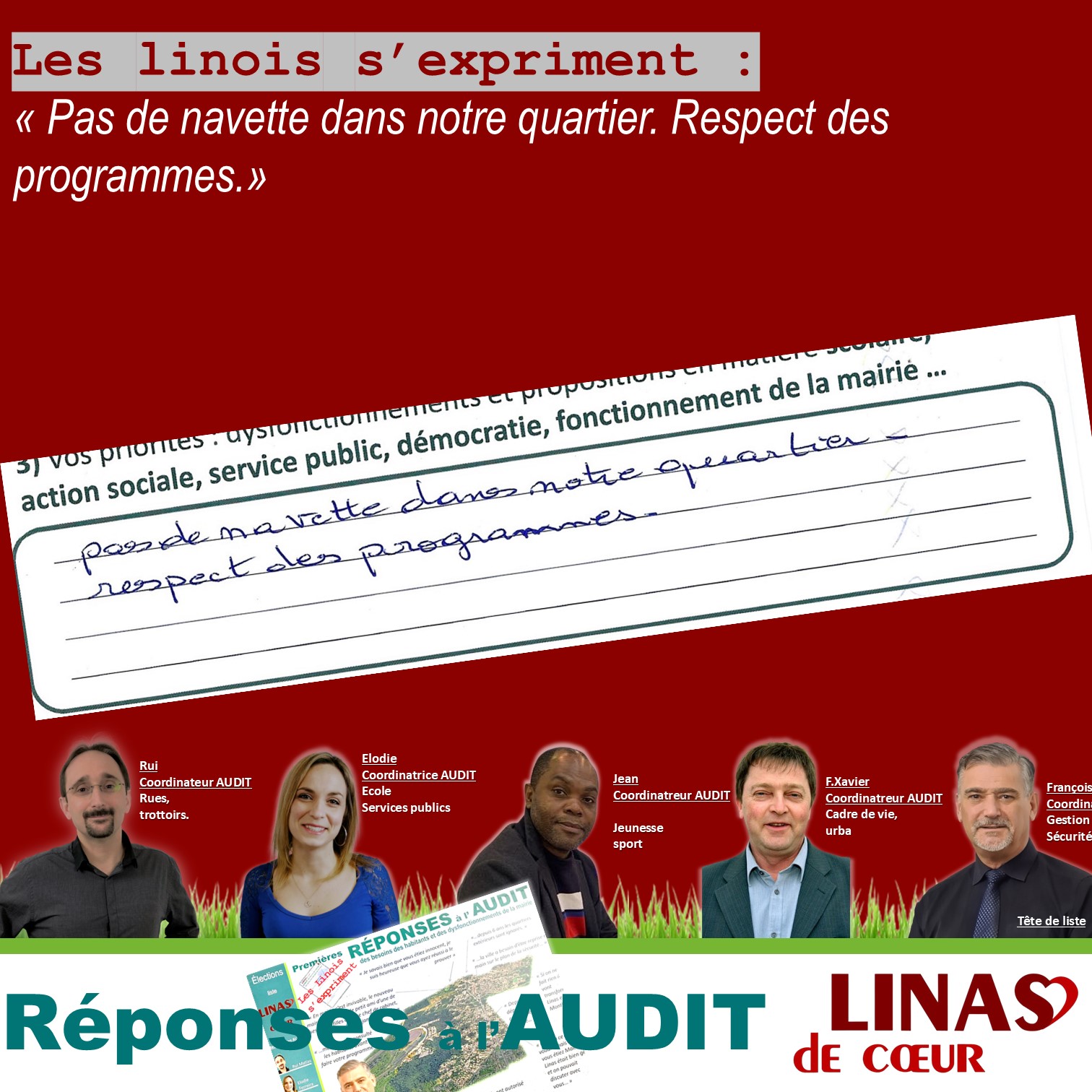 Pas de navette dans notre quartier. Respect des programmes.